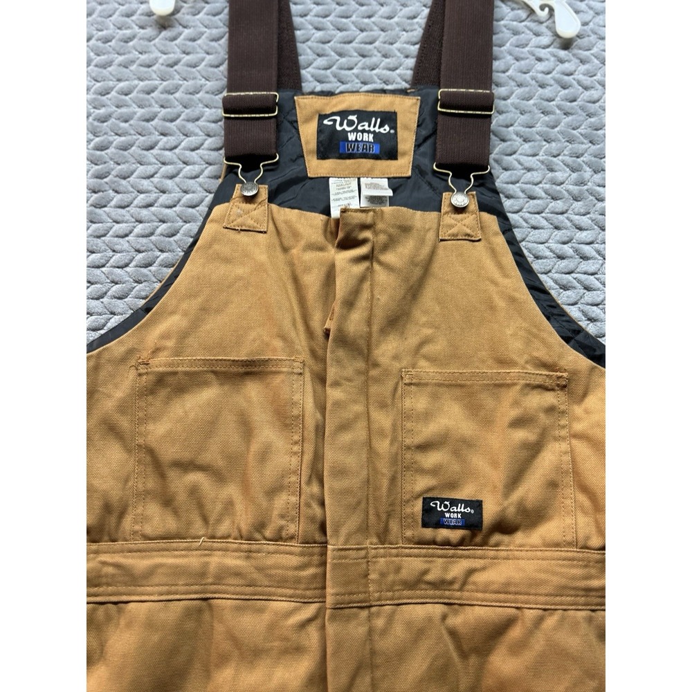 Walls Work Wear Insulated Bib Overalls Mens XL 42-44 Brown Duck Workwear